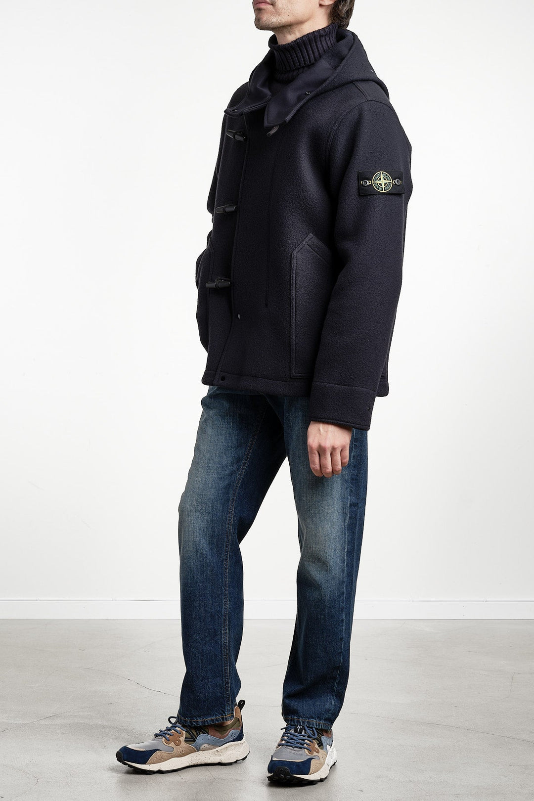 Heavy Melton Short Parka Navy Blue – STONE ISLAND, detalj