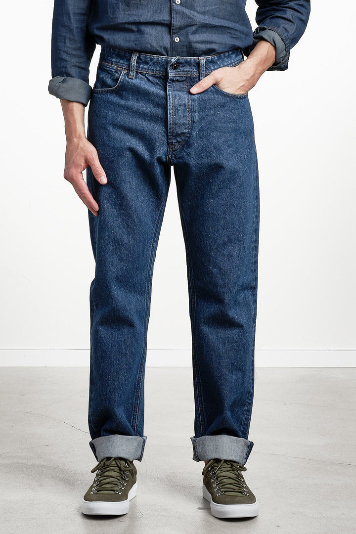 Indigo Denim Medium Grainy Wash Trousers Blue Medium Wash – STONE ISLAND, framifrån