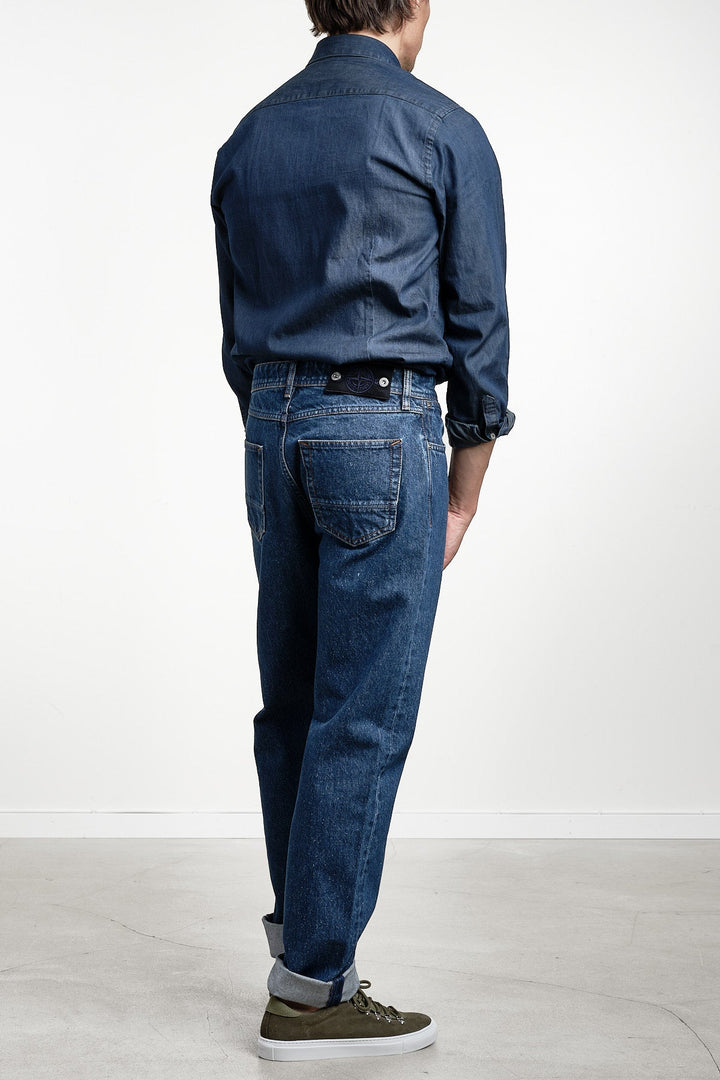 Indigo Denim Medium Grainy Wash Trousers Blue Medium Wash – STONE ISLAND, detalj