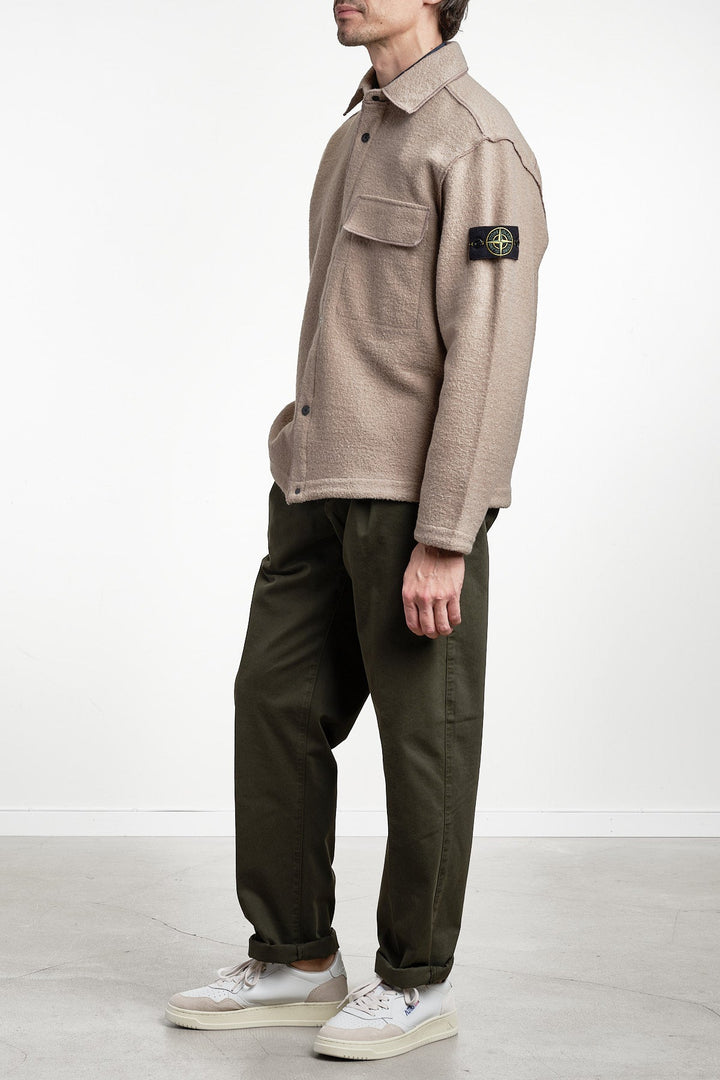 Micro Bouclé Overshirt Biscuit – STONE ISLAND, detalj