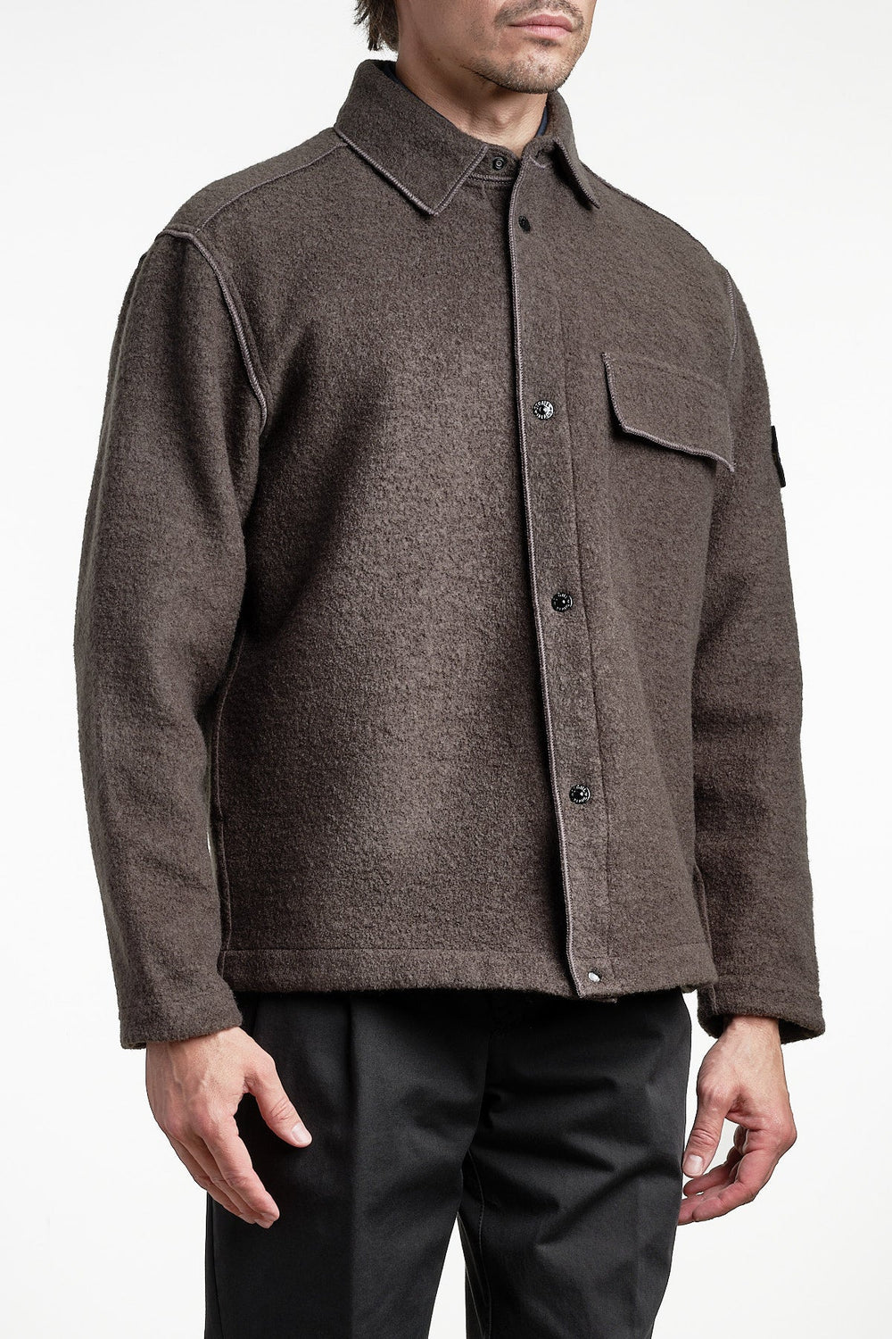 Micro Bouclé Overshirt LEAD GREY – STONE ISLAND, bakifrån