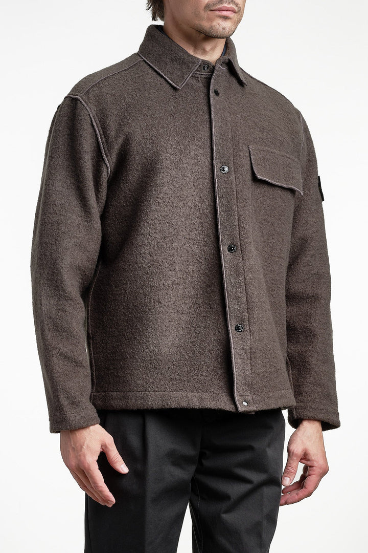 Micro Bouclé Overshirt LEAD GREY – STONE ISLAND, bakifrån