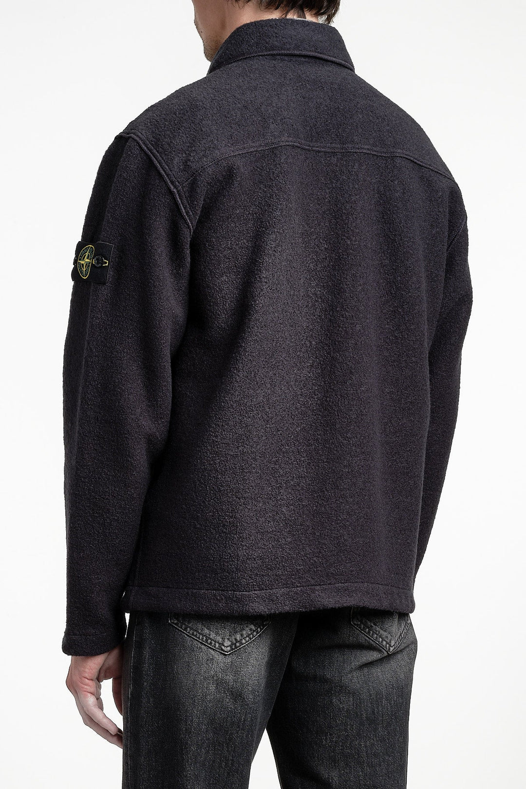 Micro Bouclé Overshirt Navy Blue – STONE ISLAND, sidobild
