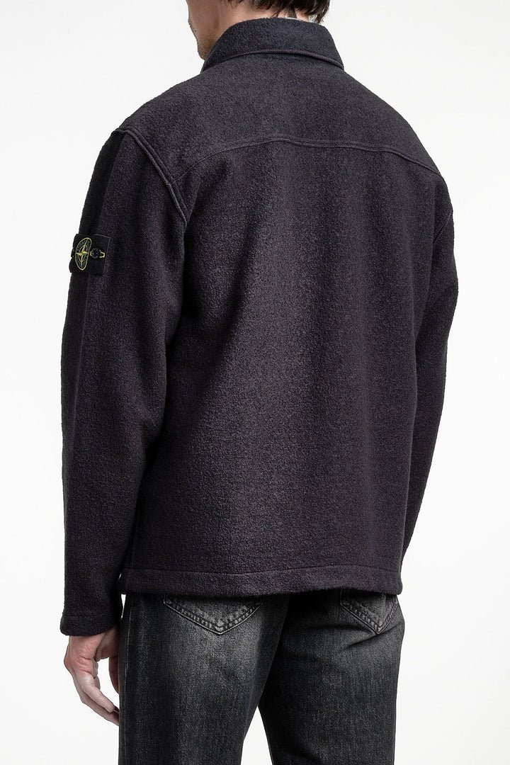 Micro Bouclé Overshirt Navy Blue – STONE ISLAND, sidobild
