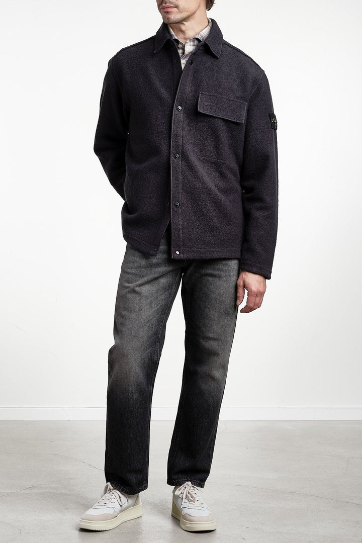 Micro Bouclé Overshirt Navy Blue – STONE ISLAND, detalj