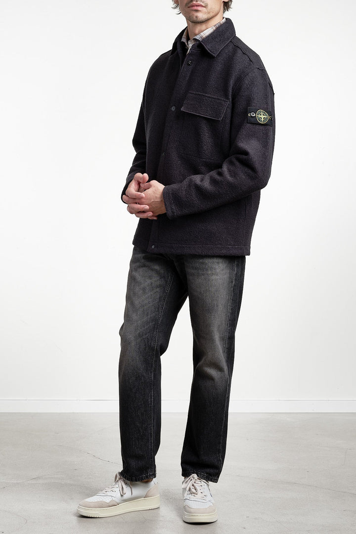 Micro Bouclé Overshirt Navy Blue – STONE ISLAND, helbild