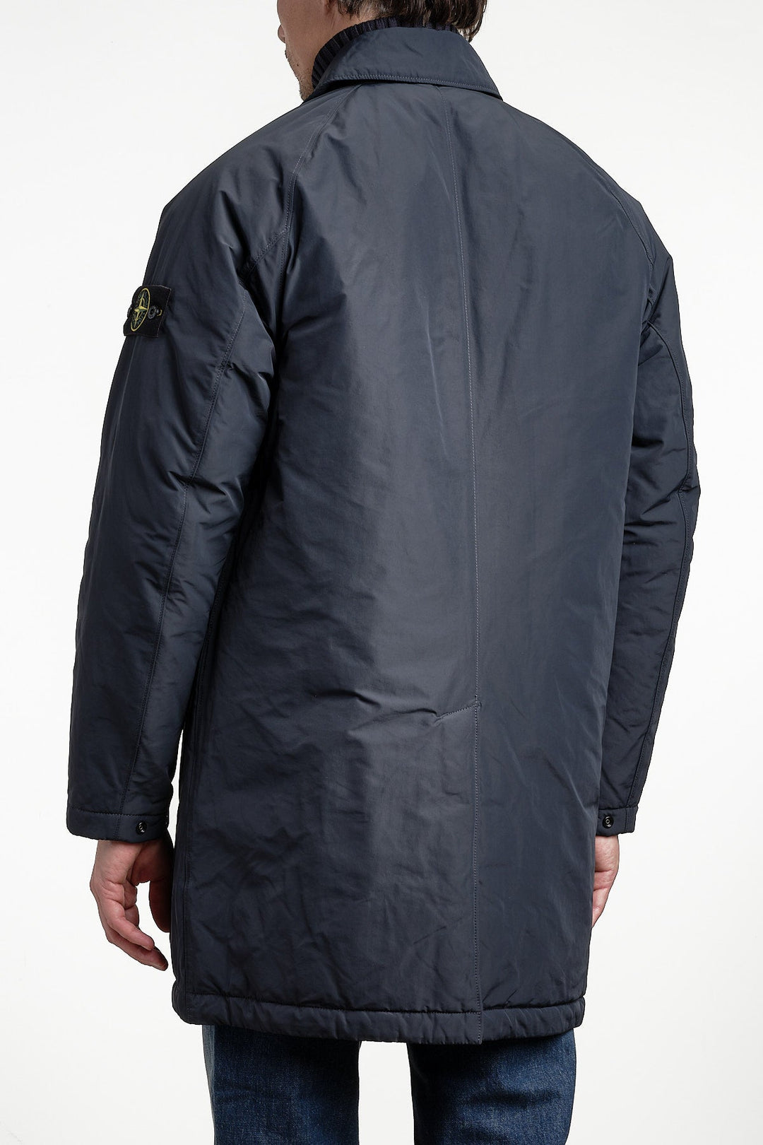 Micro Twill Long Coat Navy Blue – STONE ISLAND, sidobild