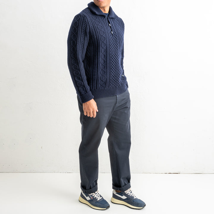 Luxury Wool Cashmere Knitted Sweater Blue Navy