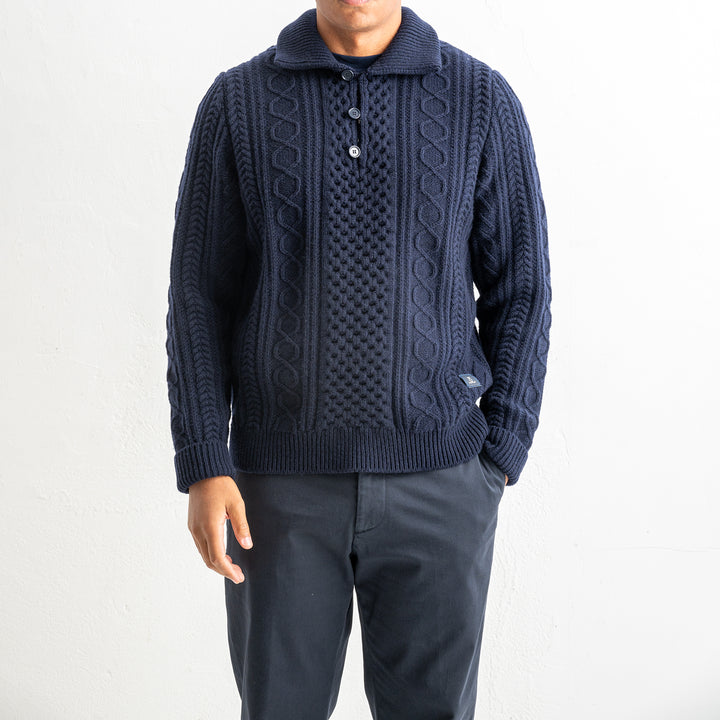 Luxury Wool Cashmere Knitted Sweater Blue Navy
