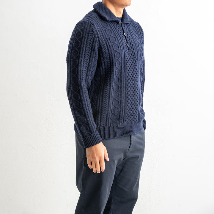 Luxury Wool Cashmere Knitted Sweater Blue Navy