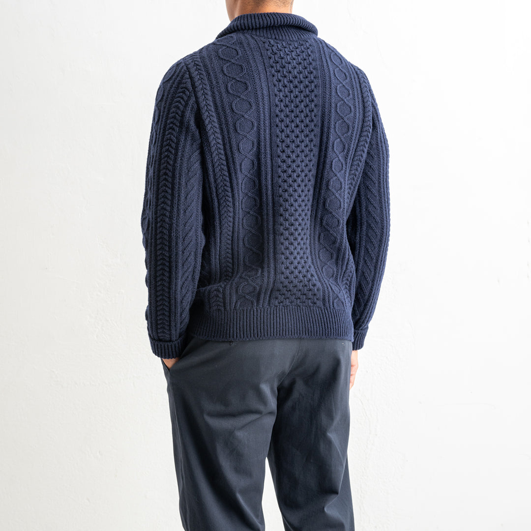 Luxury Wool Cashmere Knitted Sweater Blue Navy