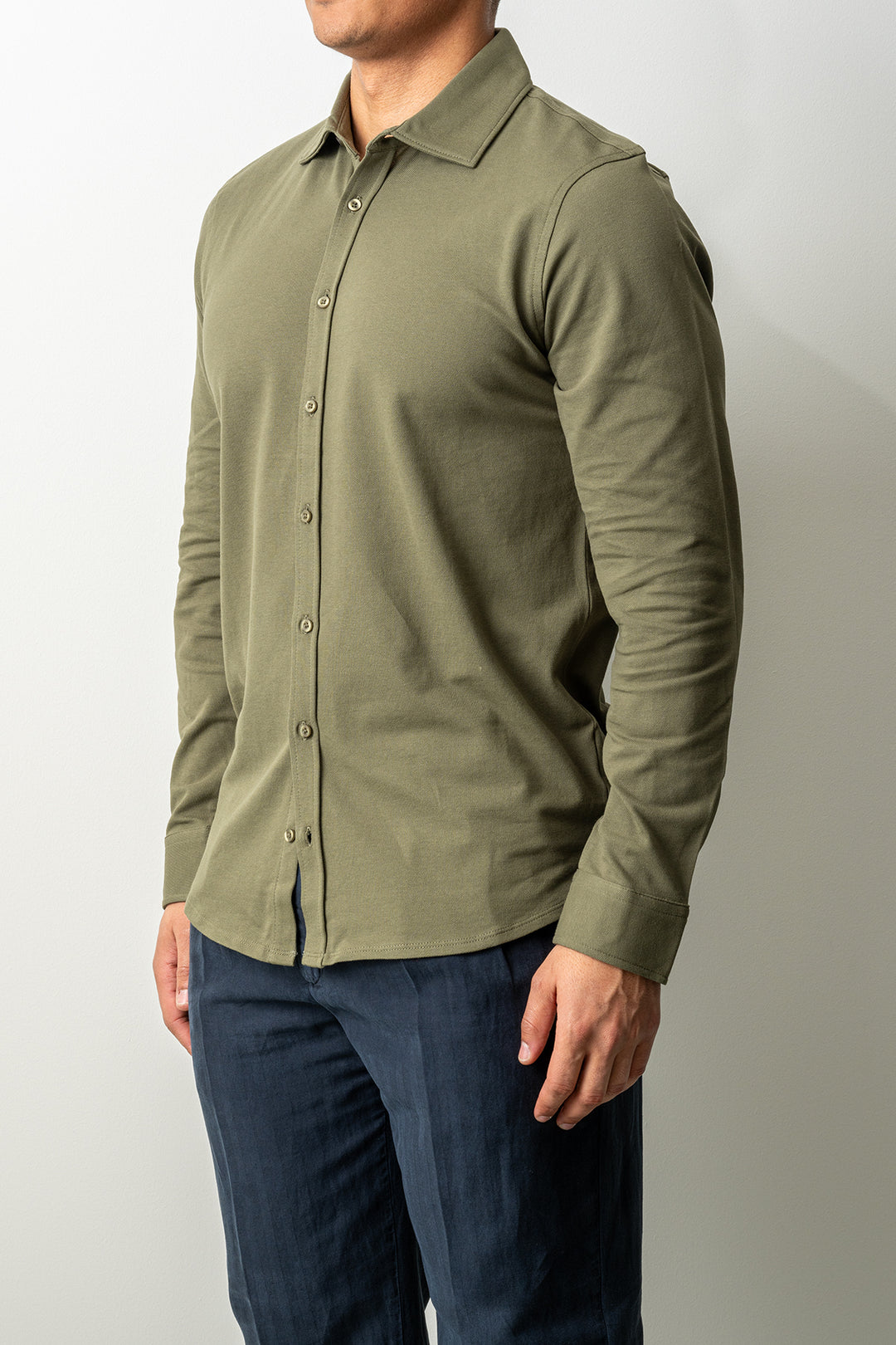 Soft Jersey Pique Shirt Green