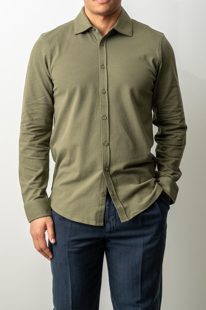Soft Jersey Pique Shirt Green