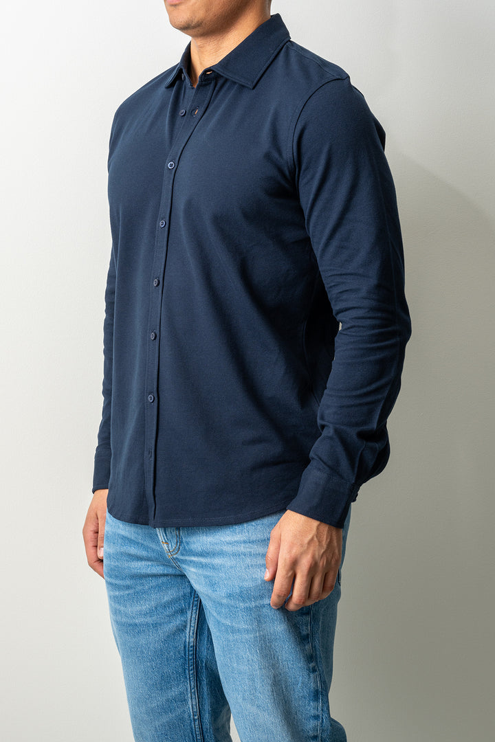 Soft Jersey Pique Shirt Navy