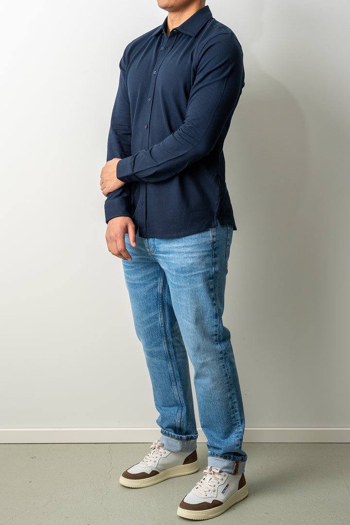 Soft Jersey Pique Shirt Navy