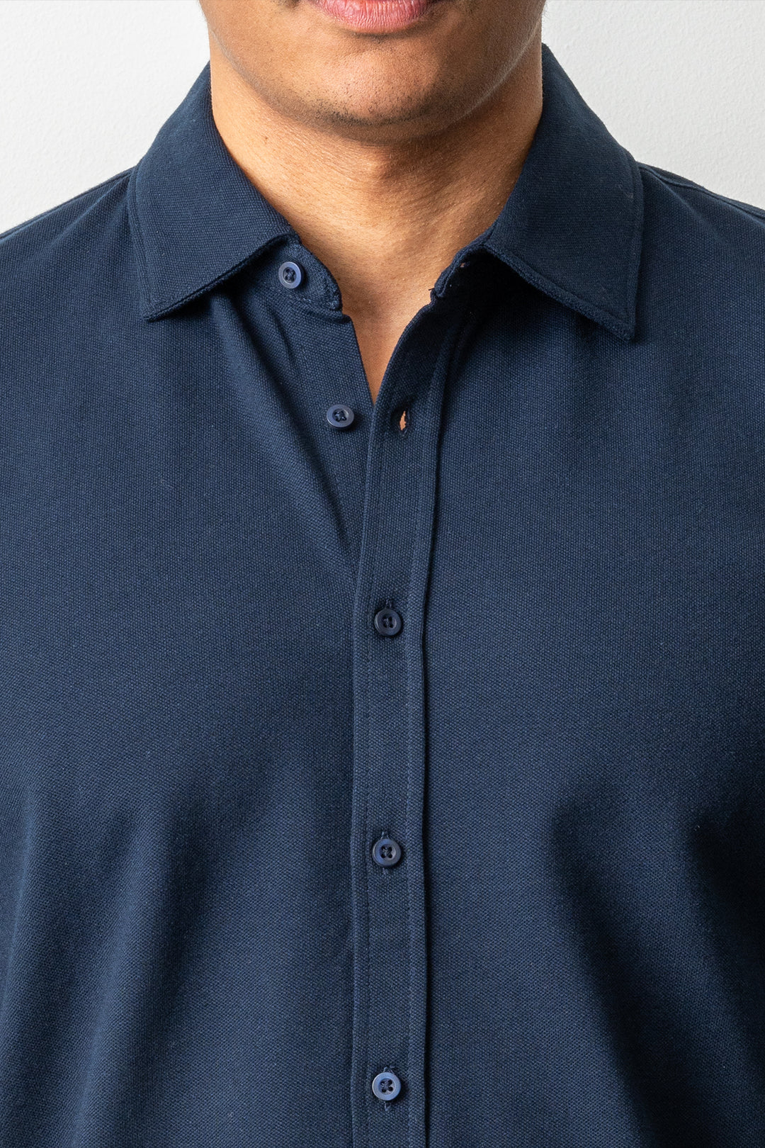 Soft Jersey Pique Shirt Navy