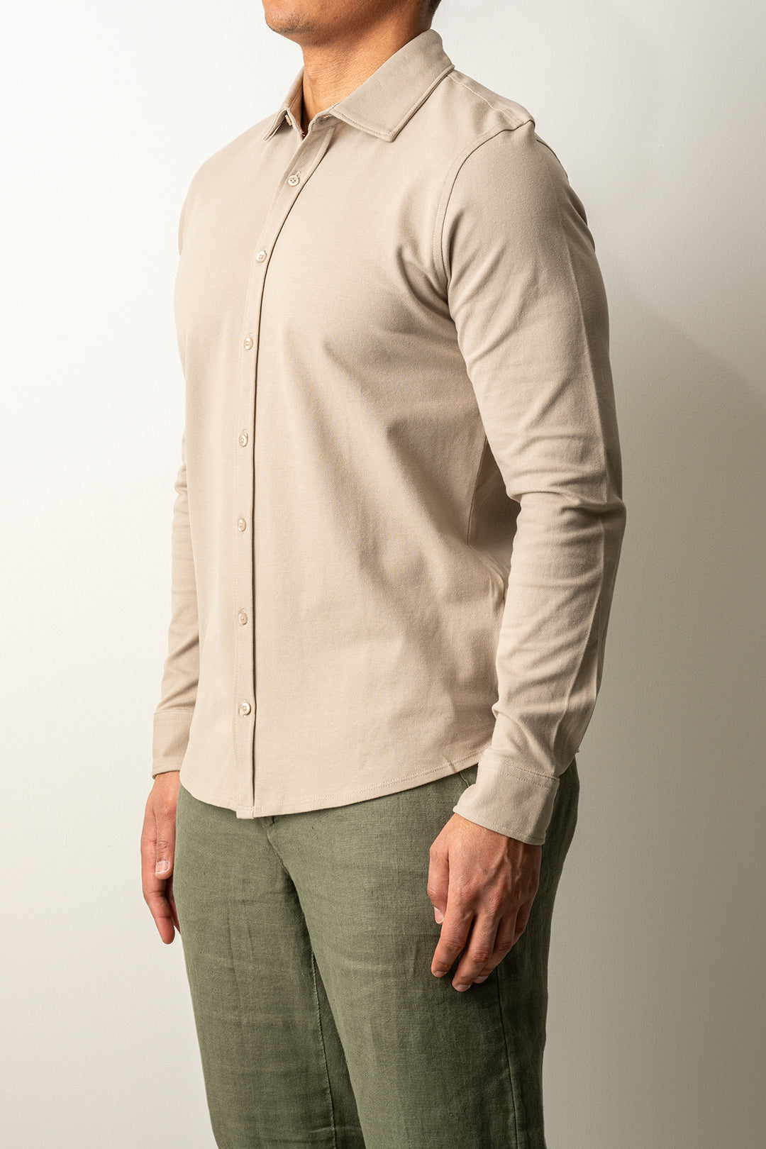 Soft Jersey Pique Shirt SAND