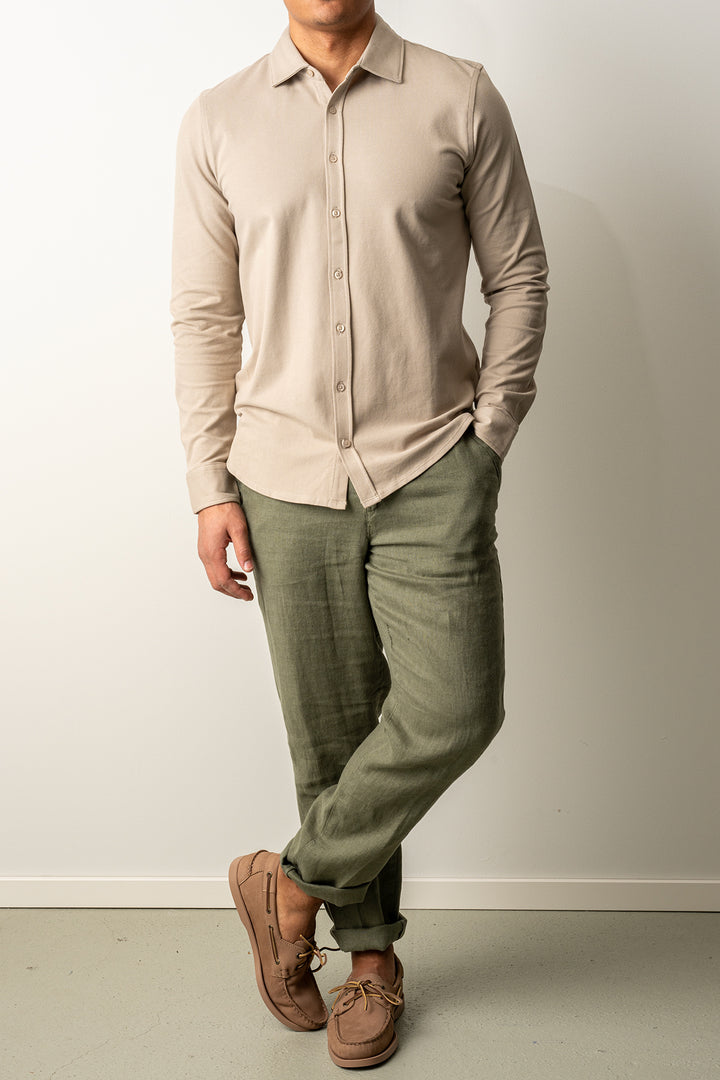 Soft Jersey Pique Shirt SAND