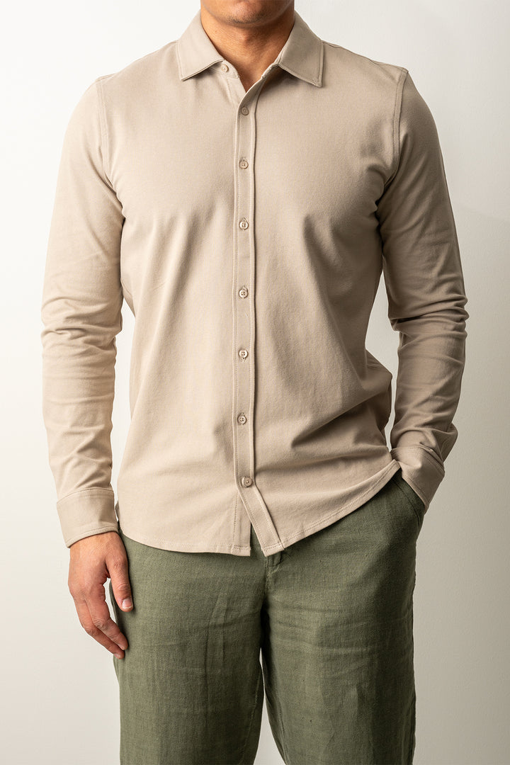 Soft Jersey Pique Shirt SAND