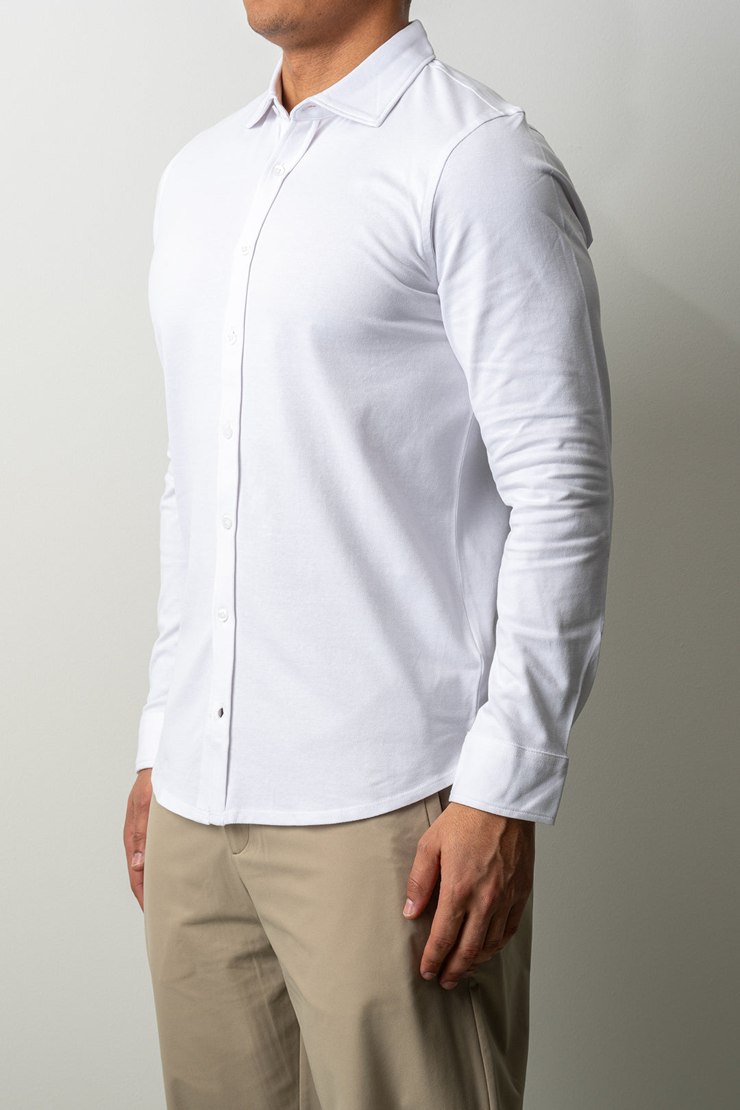 Soft Jersey Pique Shirt White