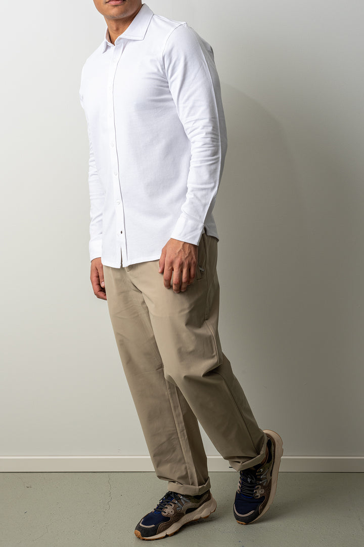 Soft Jersey Pique Shirt White