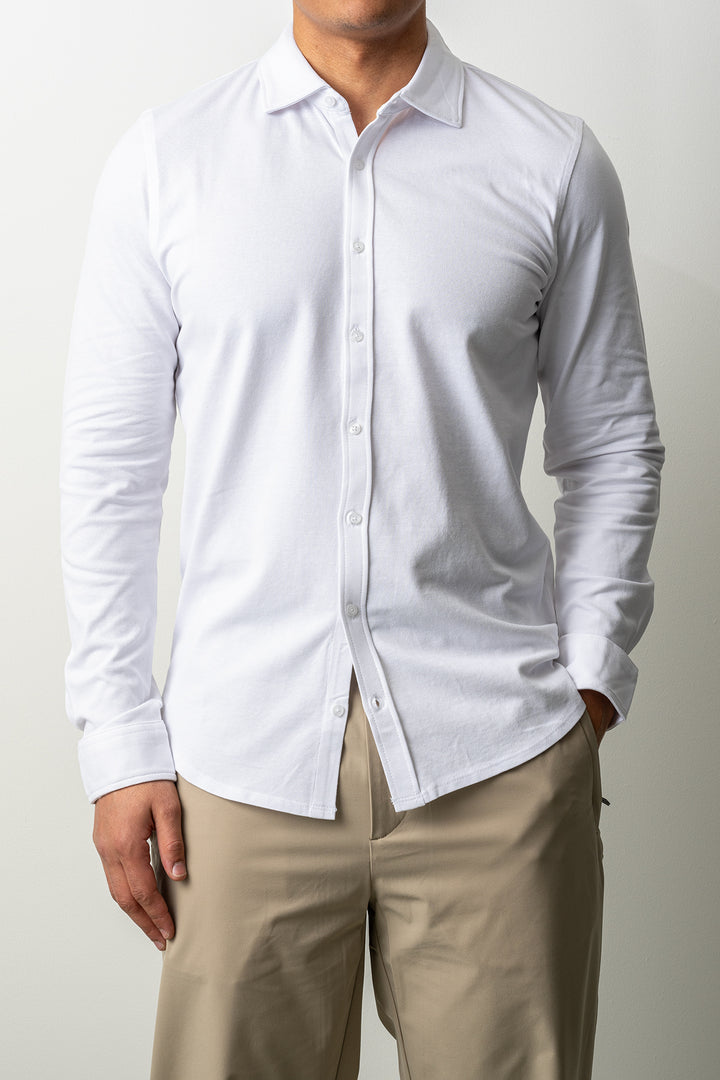 Soft Jersey Pique Shirt White