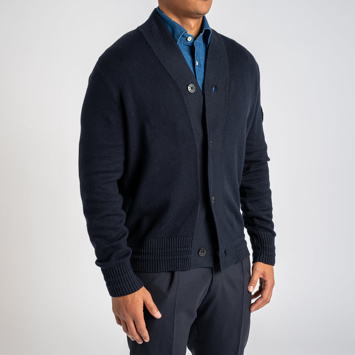 Knitted Wool Cardigan NAVY BLUE