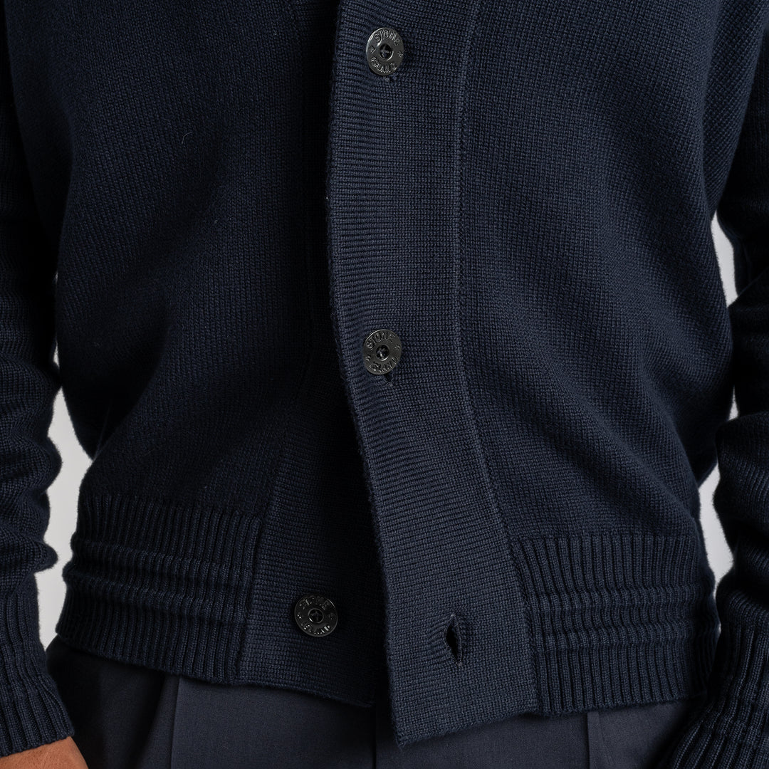 Knitted Wool Cardigan NAVY BLUE