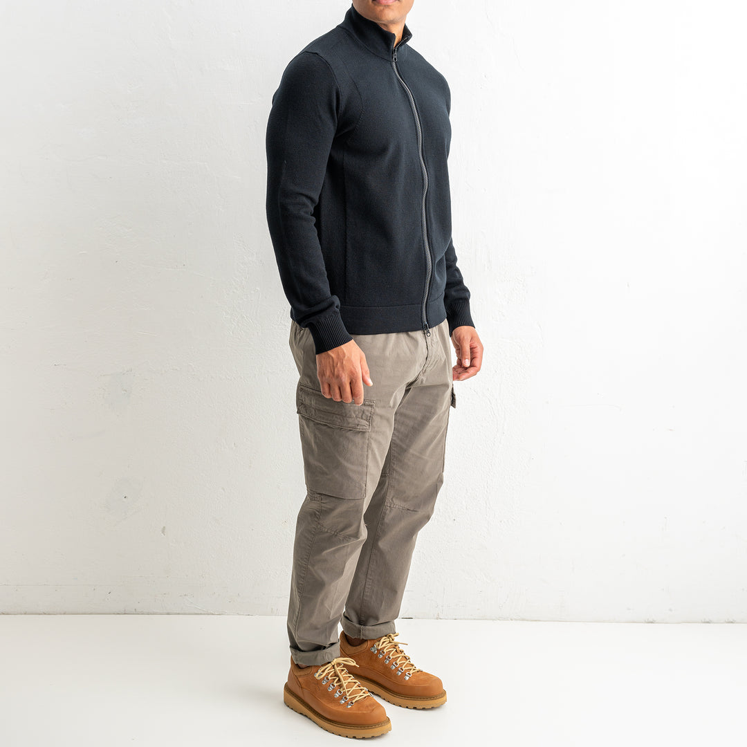 Stretch Wool Full Zip Sweater 5100062 Black
