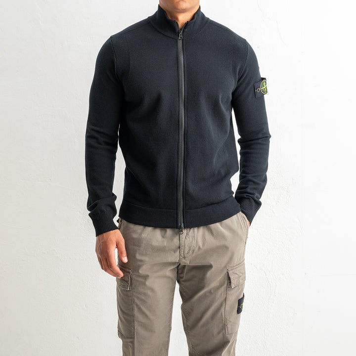 Stretch Wool Full Zip Sweater 5100062 Black