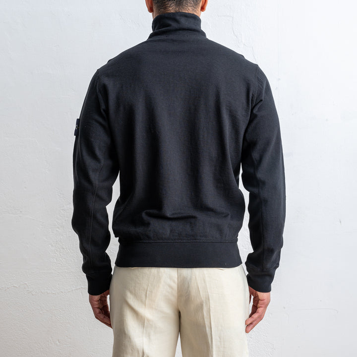 Washed Zip Up Cardigan Black