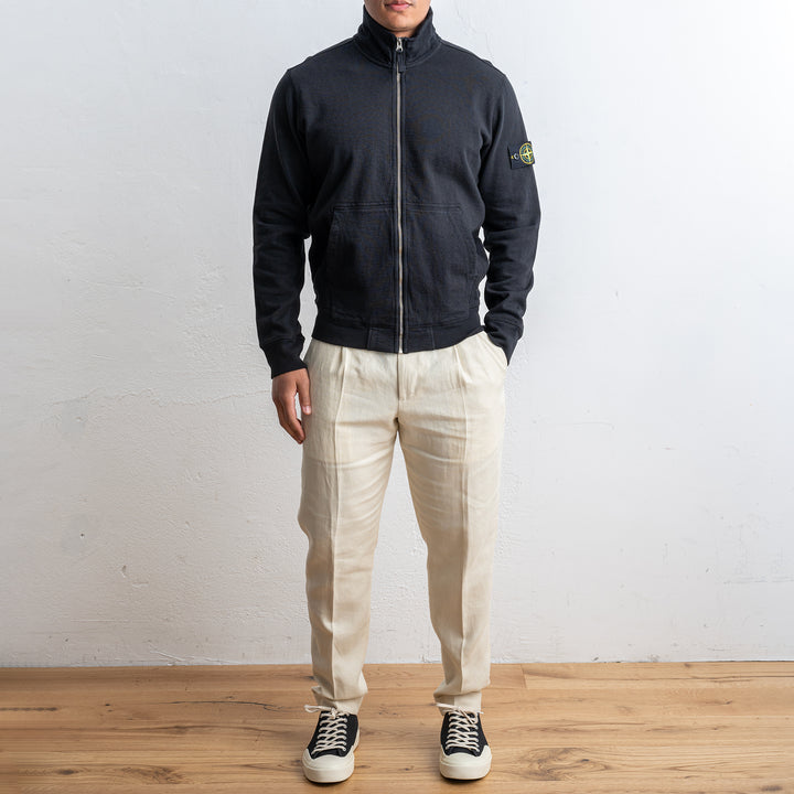 Washed Zip Up Cardigan Black