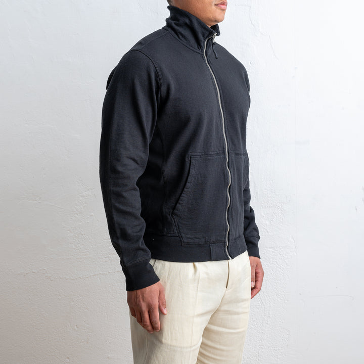 Washed Zip Up Cardigan Black