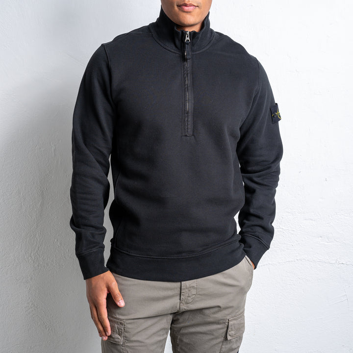 Cotton Half Zip Sweater Black