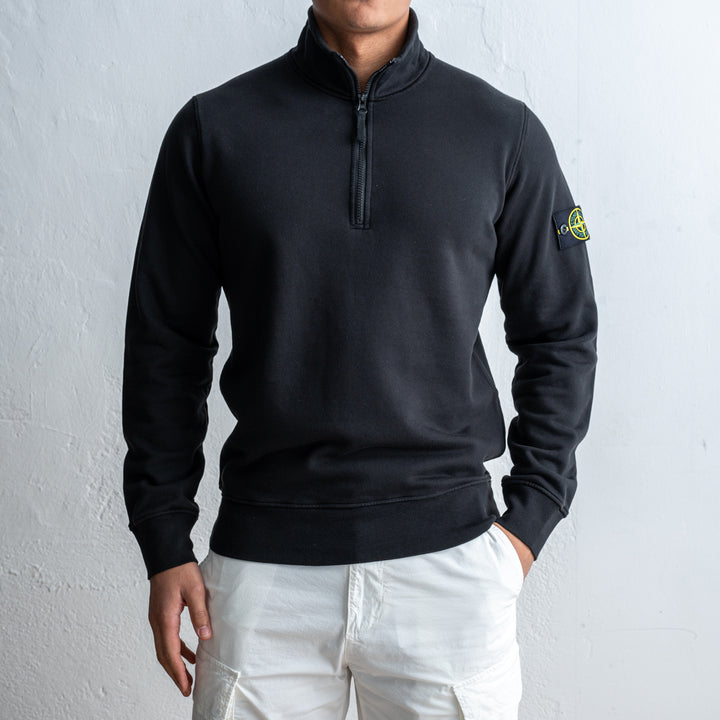 Half Zip Cotton Sweater Black