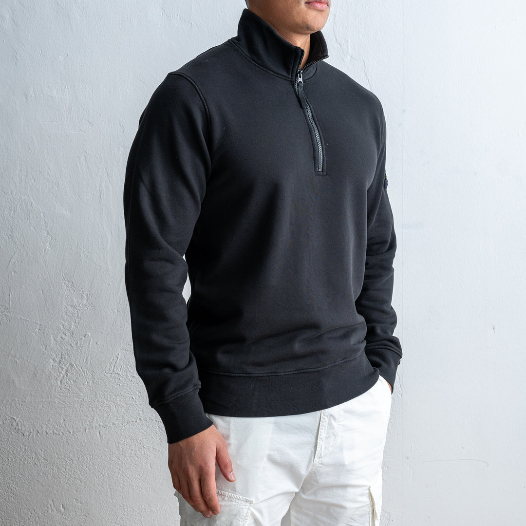 Half Zip Cotton Sweater Black