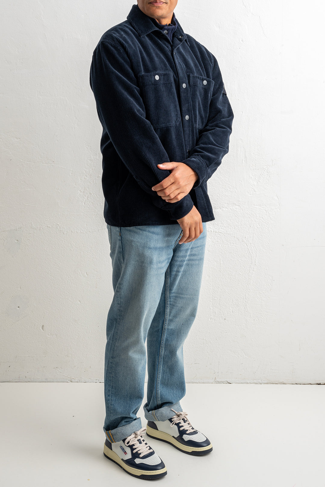 Organic Cotton Corduroy Overshirt 1200012 Navy Blue