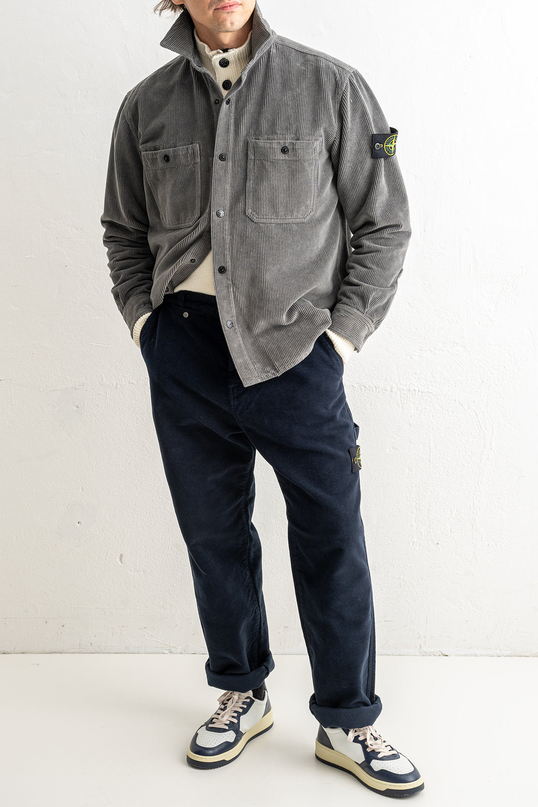 Organic Cotton Corduroy Overshirt 1200012 CEMENT