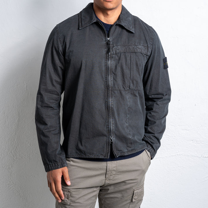 Cotton Woven Overshirt LEAD GREY