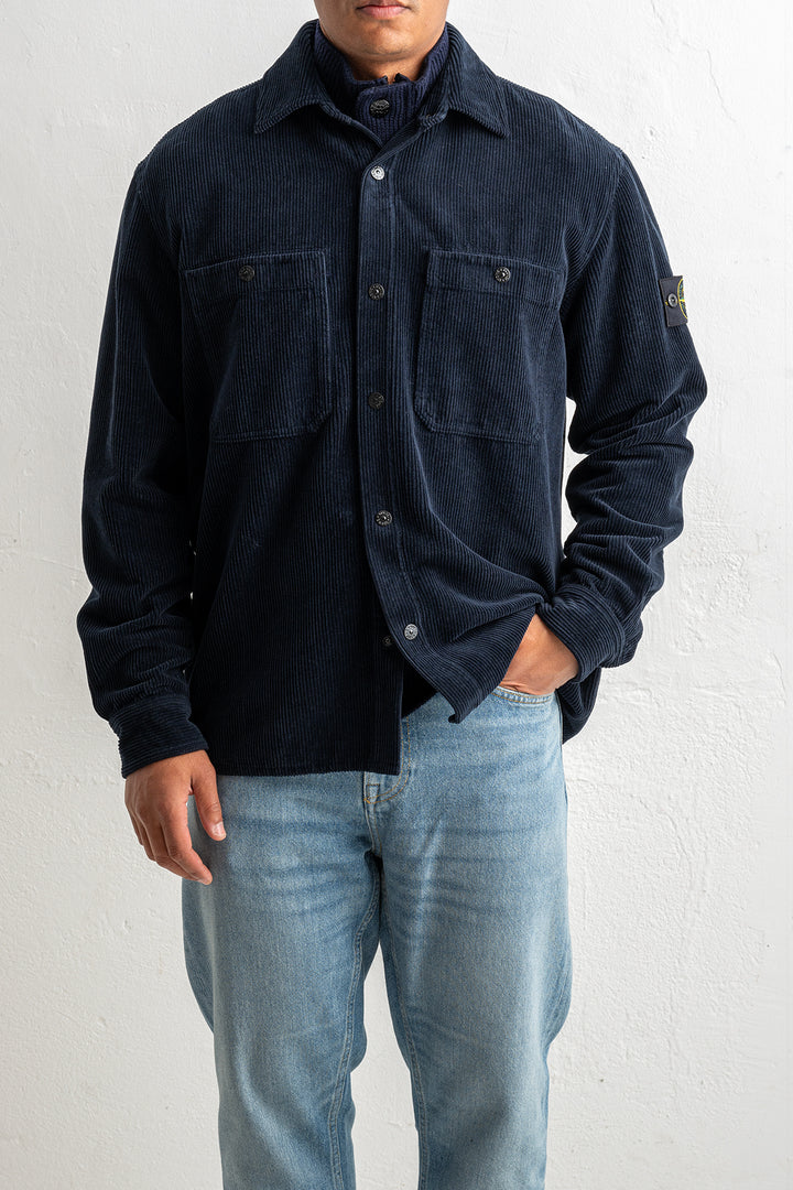Organic Cotton Corduroy Overshirt 1200012 Navy Blue