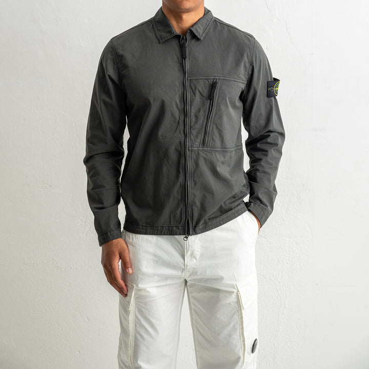 Supima® Cotton Twill Stretch-TC Overshirt 1200003 LEAD GREY