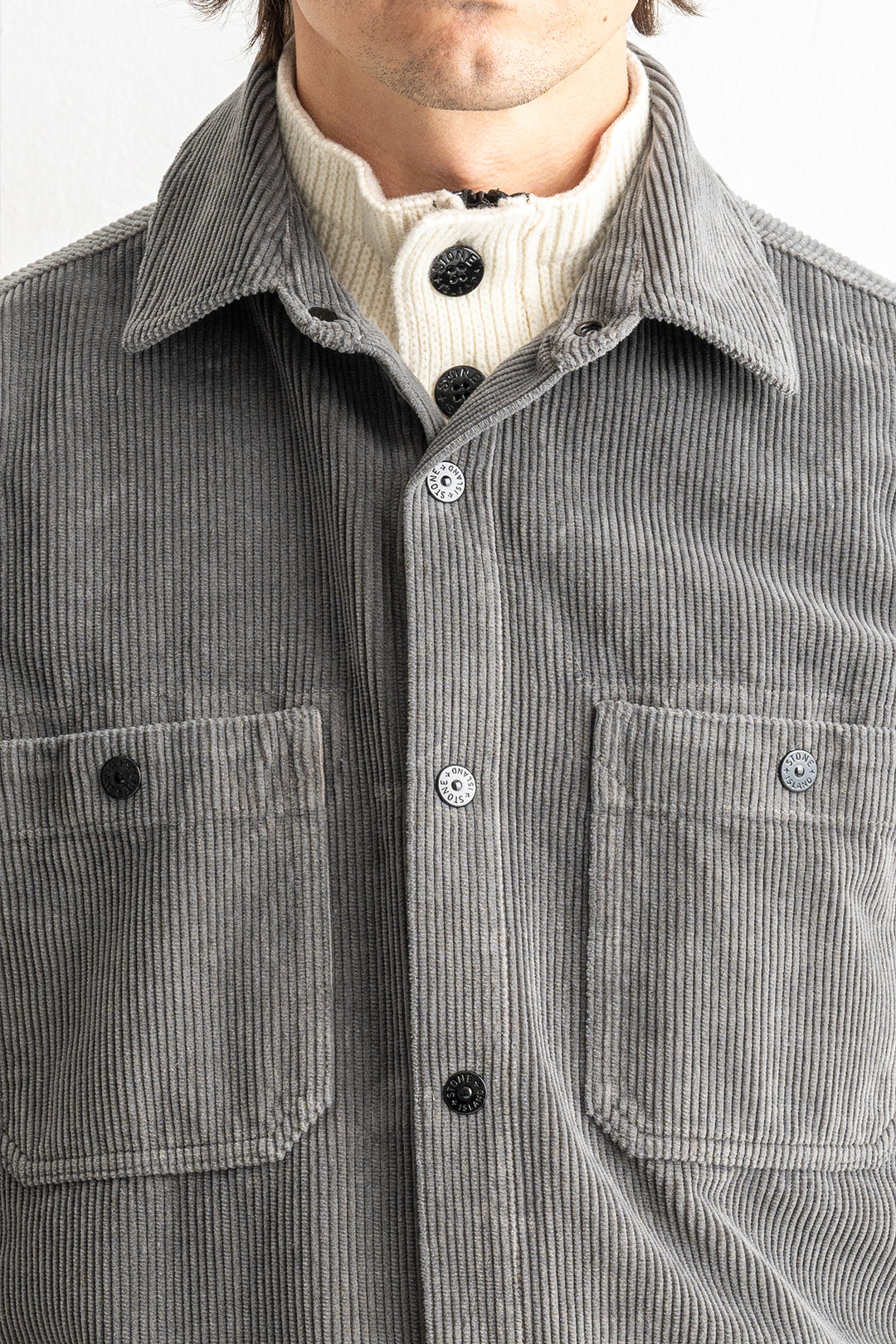 Organic Cotton Corduroy Overshirt 1200012 CEMENT