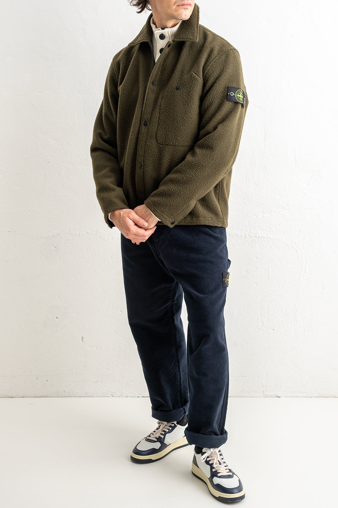 Panno Ratinato Overshirt 1200021 MILITARY GREEN