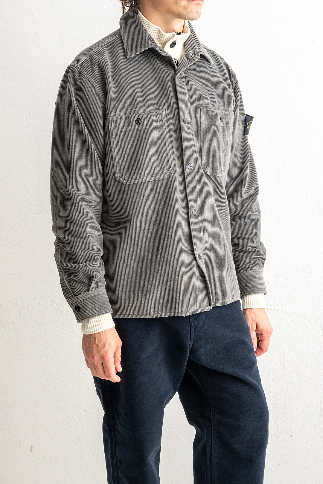 Organic Cotton Corduroy Overshirt 1200012 CEMENT