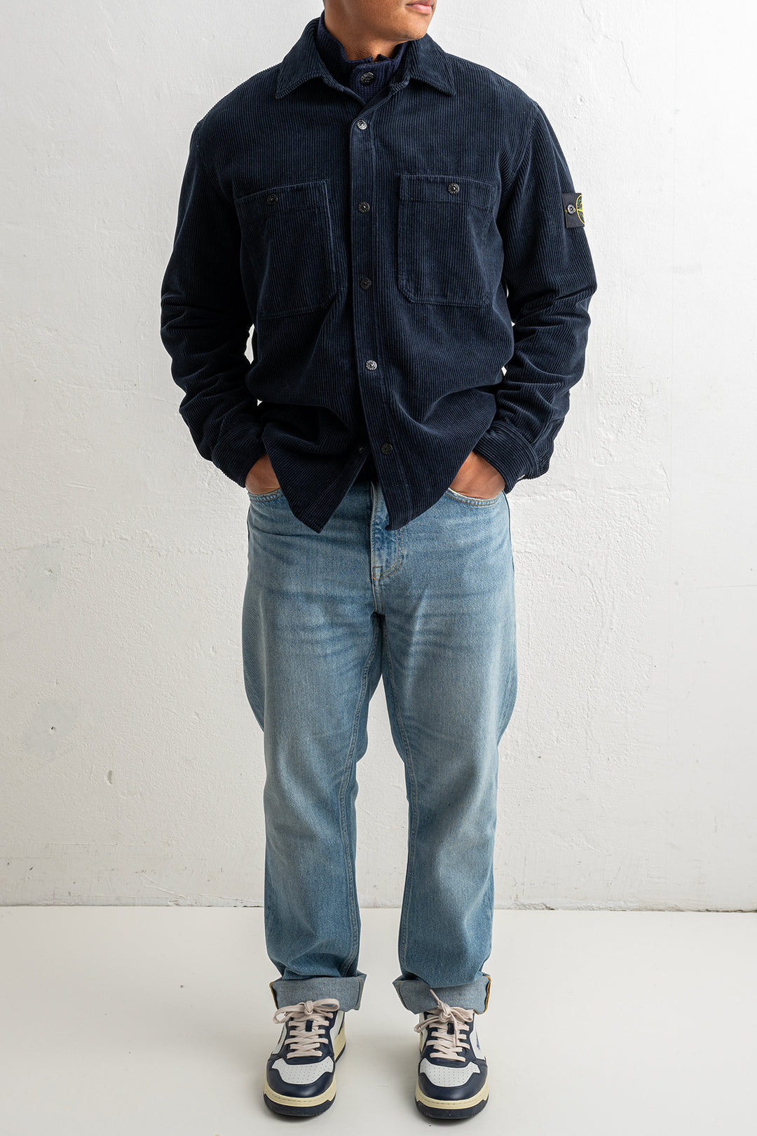 Organic Cotton Corduroy Overshirt 1200012 Navy Blue