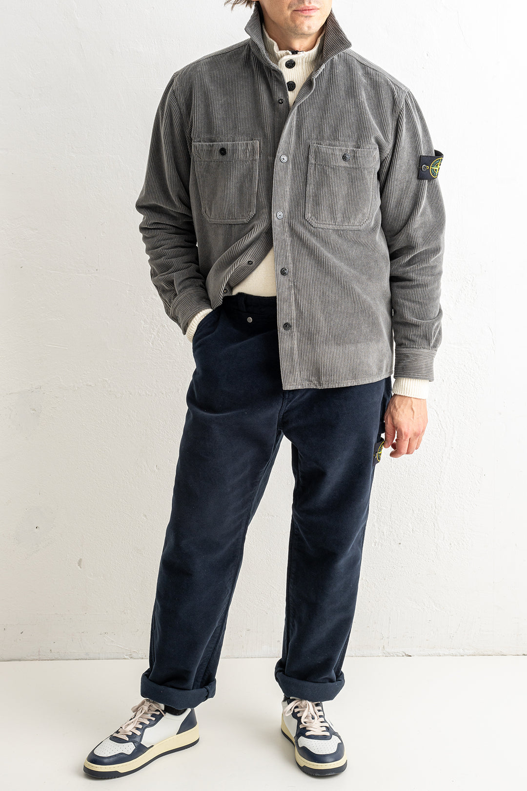 Organic Cotton Corduroy Overshirt 1200012 CEMENT