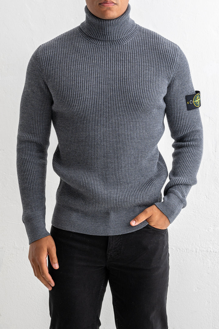 Full Rib Wool Rollneck Sweater 5100052 MELANGE DARK GREY