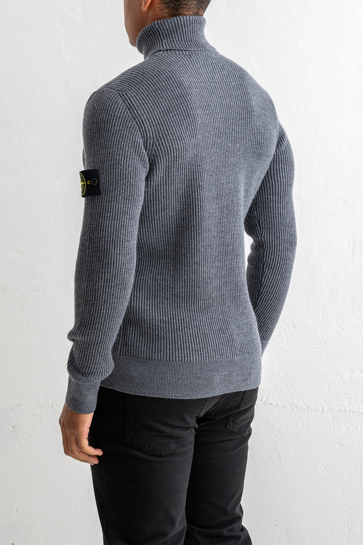 Full Rib Wool Rollneck Sweater 5100052 MELANGE DARK GREY