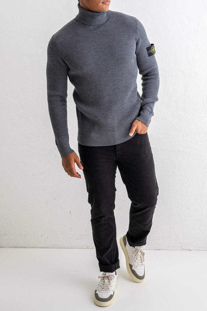 Full Rib Wool Rollneck Sweater 5100052 MELANGE DARK GREY