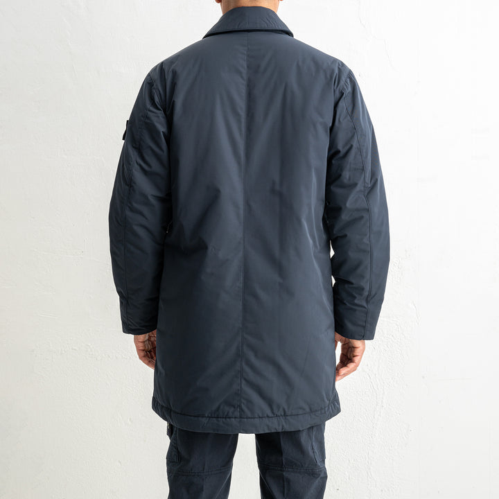 Micro Twill Long Coat 7100007 Navy Blue